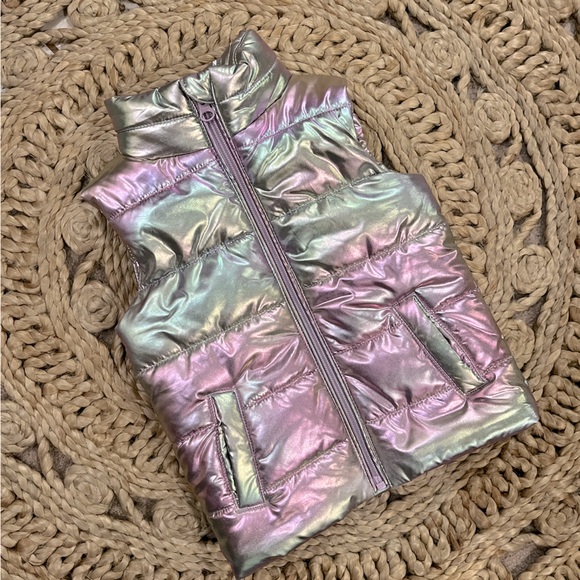 JOE FRESH Toddler Puffer Vest, metallic multi-colour 2T - Picture 1 of 5